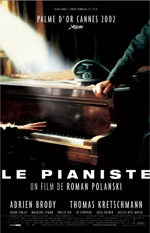 Poster of the film The Pianist, featuring a piano with a Nazi soldier's uniform